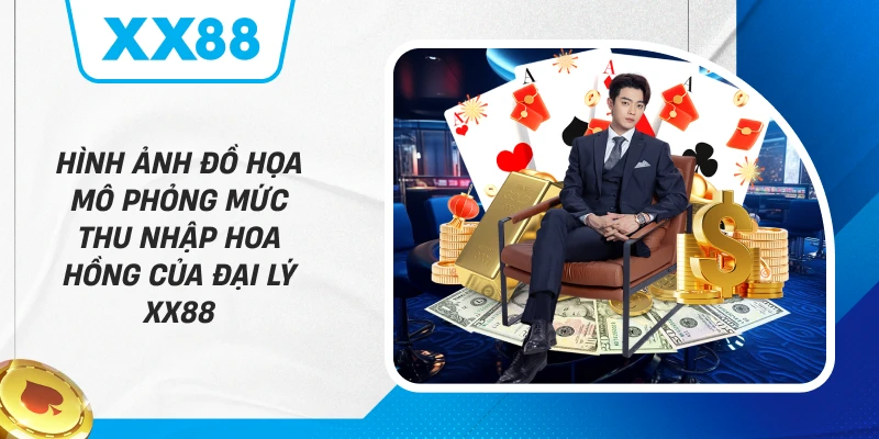 Hình ảnh đồ họa mô phỏng mức thu nhập hoa hồng của Đại Lý XX88